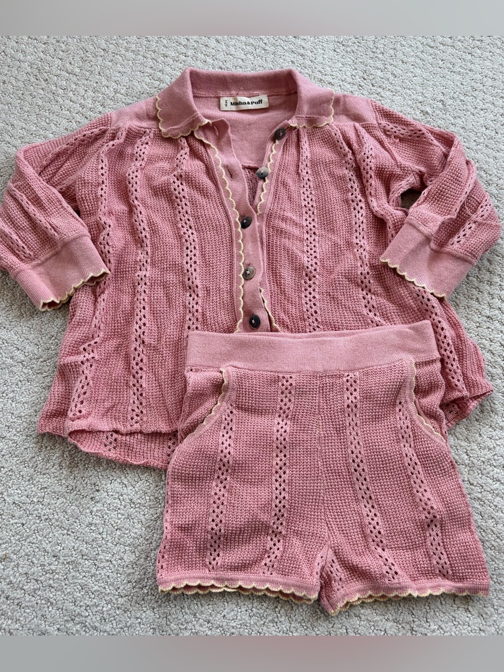 Misha & Puff Pink Knit Two-Piece Set
